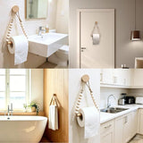 Bathroom Toilet Paper Holder Wooden Bead Toilet Roll Holder Hanging Toilet Paper String Holder (Wood Color)