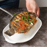 1pc Stainless Steel Fish & Steak Turner, Multi-Functional Non-Scratch Flipping Spatula with Ergonomic Handle, Silvery