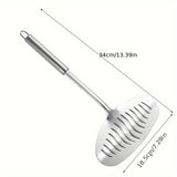 1pc Stainless Steel Fish & Steak Turner, Multi-Functional Non-Scratch Flipping Spatula with Ergonomic Handle, Silvery