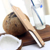 Coconut Breaker Tool Opener Cutter Cracker with Wooden Handle, Stainless Steel Double-Ended Coconut Puncher Kitchen Gadget Tools, Practical Cutting Knife for Hard-Shelled Fruit
