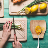 Potted Pans Wooden Spoon Rest - Acacia Wood Stove Top Spoon Holder with Non-Slip Grips for Spoons, Spatulas, and Tongs