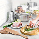 Potted Pans Wooden Spoon Rest - Acacia Wood Stove Top Spoon Holder with Non-Slip Grips for Spoons, Spatulas, and Tongs