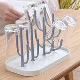 Countertop Bottle Drying Rack with Removable Base, Multi-purpose Detachable Storage Dryer Stand for Water Bottles Mugs and Small Gadgets, Gray