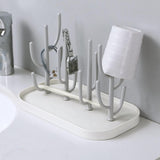 Countertop Bottle Drying Rack with Removable Base, Multi-purpose Detachable Storage Dryer Stand for Water Bottles Mugs and Small Gadgets, Gray