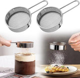 2 Pack Powdered Sifter for Sugar- Flour Sifter Mini Small Drainer for Baking, Powder, Sugar and Coffee Pastas Tea Strainer (Silver)