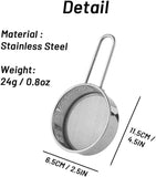 2 Pack Powdered Sifter for Sugar- Flour Sifter Mini Small Drainer for Baking, Powder, Sugar and Coffee Pastas Tea Strainer (Silver)