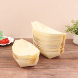 50Pcs Disposable Wooden Plates for Sushi Salad and Desserts, Pine Wood Bowls, Eco-Friendly Food Serving Dishes 7IN