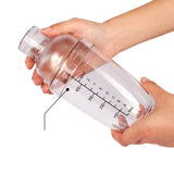 1PC Plastic Cocktail Shaker 700ml for Home Bar, Drink Mixing Utensil with Transparent and Black Scale