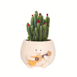 Resin Guitar-Shaped Succulent Plant Pots, Unique Irregular Design with Drainage Hole