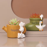 Resin Goose Shaped Flower Pot, Decorative Planter for Plants and Garden, Cartoon Style Desk and Garden Ornament