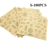 S-100PCS Grease-Resistant Paper Food Bags, Disposable Kraft Paper Bags for Baking and Air Fryer 15*17cm