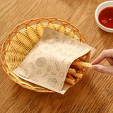 S-100PCS Grease-Resistant Paper Food Bags, Disposable Kraft Paper Bags for Baking and Air Fryer 15*17cm