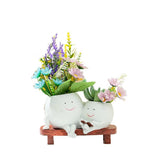 Smiling Face Planter with Mini Rocking Chair, Simulation Pot for Succulents, Indoor and Outdoor Garden Home Decor