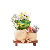 Smiling Face Planter with Mini Rocking Chair, Simulation Pot for Succulents, Indoor and Outdoor Garden Home Decor