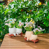 Smiling Face Planter with Mini Rocking Chair, Simulation Pot for Succulents, Indoor and Outdoor Garden Home Decor