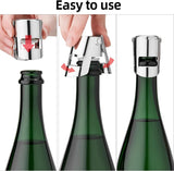 Champagne Stoppers with Stainless Steel Champagne Saver with Food Grade Silicone Leak proof Keep Fresh Suitable (Silver, 2 Pack)
