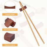 Set of 8 Wooden Chopsticks Rest(Coconut Brown) Handcrafted Wood Chopsticks Stand Dinner Spoon Stand Concave Shape