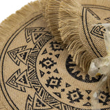 Round Placemats Set of 4, Dining Winter Modern Dinner Braided Beige Boho Round Table and Fall Circle Placemats Boho Tassels
