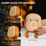 Plush Toy Night Light Alarm Clock for Kids, Multiin-one Cozy Toast Plushies Bed Clock with Dual Alarm , Lamp Birthday Gifts Ideal