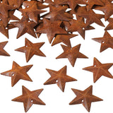 50pcs Rusty Stars Rusted Metal Star Miniature Barn Stars Craft Stars with Hole for Farmhouse Rustic Decoration
