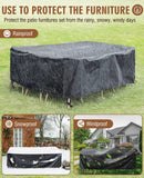 Waterproof Outdoor Furniture Cover, Large Size Patio Furniture Covers for Winter, Rectangular Patio Sectional Covers for Table Chairs