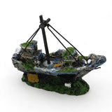 5.7 inches Old Pirate Ship Sunken Treasure Boat Aquarium Landscaping Fish Shrimp Hideouts Cave Ornaments for Small Fish Tank