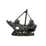 5.7 inches Old Pirate Ship Sunken Treasure Boat Aquarium Landscaping Fish Shrimp Hideouts Cave Ornaments for Small Fish Tank