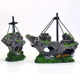 5.7 inches Old Pirate Ship Sunken Treasure Boat Aquarium Landscaping Fish Shrimp Hideouts Cave Ornaments for Small Fish Tank