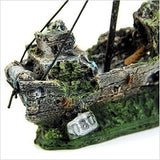 5.7 inches Old Pirate Ship Sunken Treasure Boat Aquarium Landscaping Fish Shrimp Hideouts Cave Ornaments for Small Fish Tank