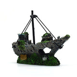 5.7 inches Old Pirate Ship Sunken Treasure Boat Aquarium Landscaping Fish Shrimp Hideouts Cave Ornaments for Small Fish Tank