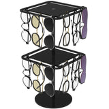 360° Rotating Acrylic Sunglasses & Eyeglasses Display Rack - Double-Tier Black Tabletop Organizer for Eyewear