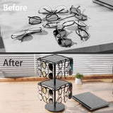 360° Rotating Acrylic Sunglasses & Eyeglasses Display Rack - Double-Tier Black Tabletop Organizer for Eyewear