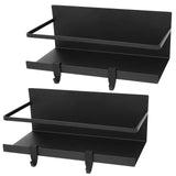 2 Pack Magnetic Spice Rack for Refrigerator, Strong Magnetic Shelf with Removable Hooks, Magnetic fridge for Holding Jars