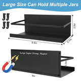 2 Pack Magnetic Spice Rack for Refrigerator, Strong Magnetic Shelf with Removable Hooks, Magnetic fridge for Holding Jars
