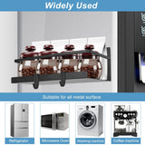 2 Pack Magnetic Spice Rack for Refrigerator, Strong Magnetic Shelf with Removable Hooks, Magnetic fridge for Holding Jars