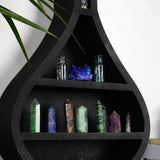 Newest Wall Mounted Floating Shelves Wooden Vase Crystal Wall Shelf Black Creative Crystal Holder Essential Oil Display