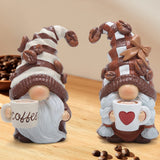 2PCS Coffee Gnomes Figurines - Swedish Elf Dwarf Decor for Bar, Home, Gifts  for holiday or birthday gifts