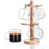 Wood Mug Tree Holder Coffee Mug Rack Tabletop Holder Wooden Stand Cup Rack Holder Teacup Tree Stand Kitchen Cup Tree Hooks