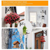 Hanging Basket Hooks, 2pcs Hanging Basket Bracket Heavy Duty Rust Resistant Durable Iron Art Outdoor Planter Hanger Hooks (Black)