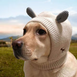 Quiet Ears for Dogs,Winter Pet Knitted Hat,Dog Ear Cover Dog Head Wrap Bunny Costume for Medium to Large Dogs Cats Pets(Beige)