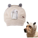Quiet Ears for Dogs,Winter Pet Knitted Hat,Dog Ear Cover Dog Head Wrap Bunny Costume for Medium to Large Dogs Cats Pets(Beige)