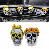 Giftable Daisy Flower Car Air Fresheners Vent Clips Diffusers with Fragrance Pads Funny Goth Skull Car Accessories Interior