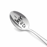 6 pcs Love You More Spoon,Love You More Engraved Spoon,Stainless Steel Espresso Spoon,Tea Coffee Dessert & Soup Spoon