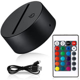 3D Night LED Light Lamp Base LED Night Stand Acrylic Light Base Adjustable 16 Colors Light Show Display Stand