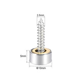 Mirror Screws Decorative Caps Cover Nails Polished Stainless Steel 10mm 8pcs Diameter Mirror Decorative Screws
