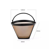 Gold Coffee filter - Permanent Reusable Cone Shape metal Coffee Filter Compatible with Coffee Accessories