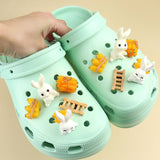10 Pcs Cute 3D Animal Adorn,Rabbit,Basket,Radish Kit,Shoe Decoration for Shoes with Holes,Shoe Accessories for Boys and Girls