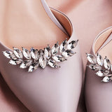 2 Pcs Rhinestone Metal Shoe Clips Detachable Ladies Shoe Embellishments Wings Shaped Shoe Buckle for High Heels Accessories Silver