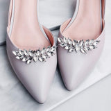 2 Pcs Rhinestone Metal Shoe Clips Detachable Ladies Shoe Embellishments Wings Shaped Shoe Buckle for High Heels Accessories Silver