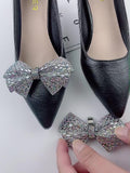 2Pcs Women Sparkle Bow Detachable Shoe Clips Removable Shoe Buckles Decorative Shoes Accessories for Wedding party